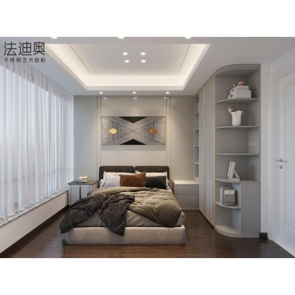 Специальный размер Серо-синий Модерная гардеробная мебель с золотыми акцентами