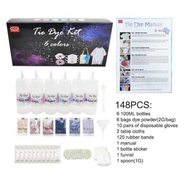 Large Tie Dye Kit for Kids and Adults 239 Pack Permanent Tie Dye Kits for Clothing Craft Fabric Textile Party Group