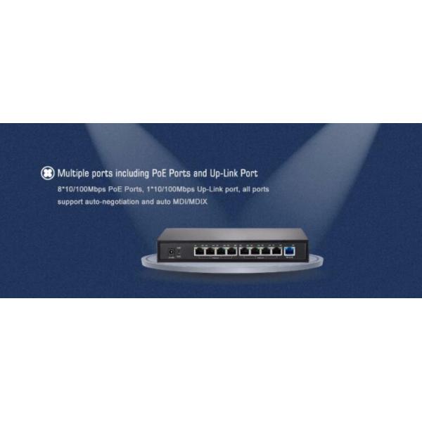 Fast Wireless POE Switch With 9 Ports Lightning Protection Port Priority Function