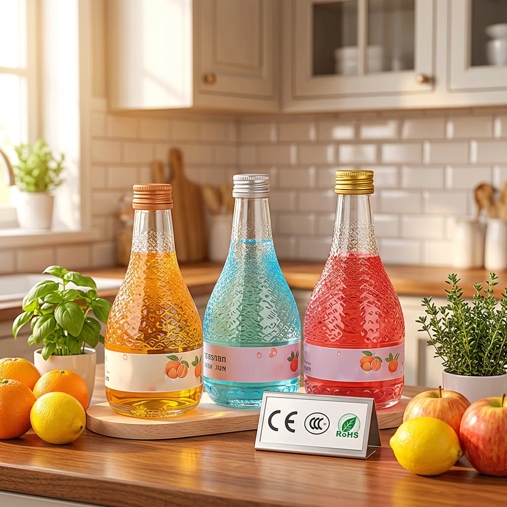Ice Crack Pattern Beverage Glass Bottle With Screw Cap 500ml Glass Spirit Bottles