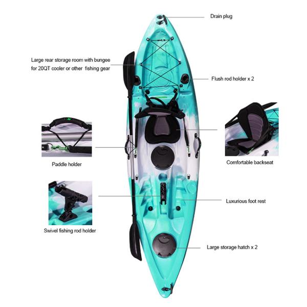 Pelican Sit On Top Kayak 400 Lb Capacity 1 Person Fishing Canoe