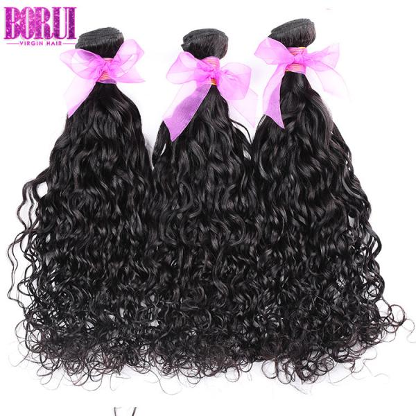 Virgin Water Wave Brazilian Hair With Lace Closure , Unprocessed Water Wave Hair Bundles