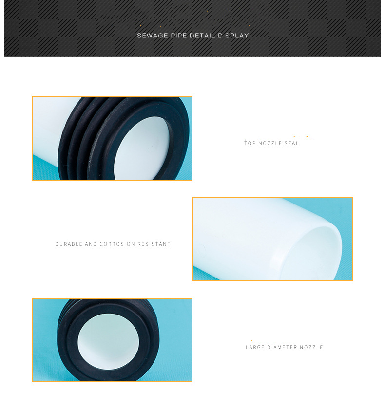 PP 300mm Toilet Pan Connector With Rubber Seal Ring For Concealed Water Tank Inlet Pipe