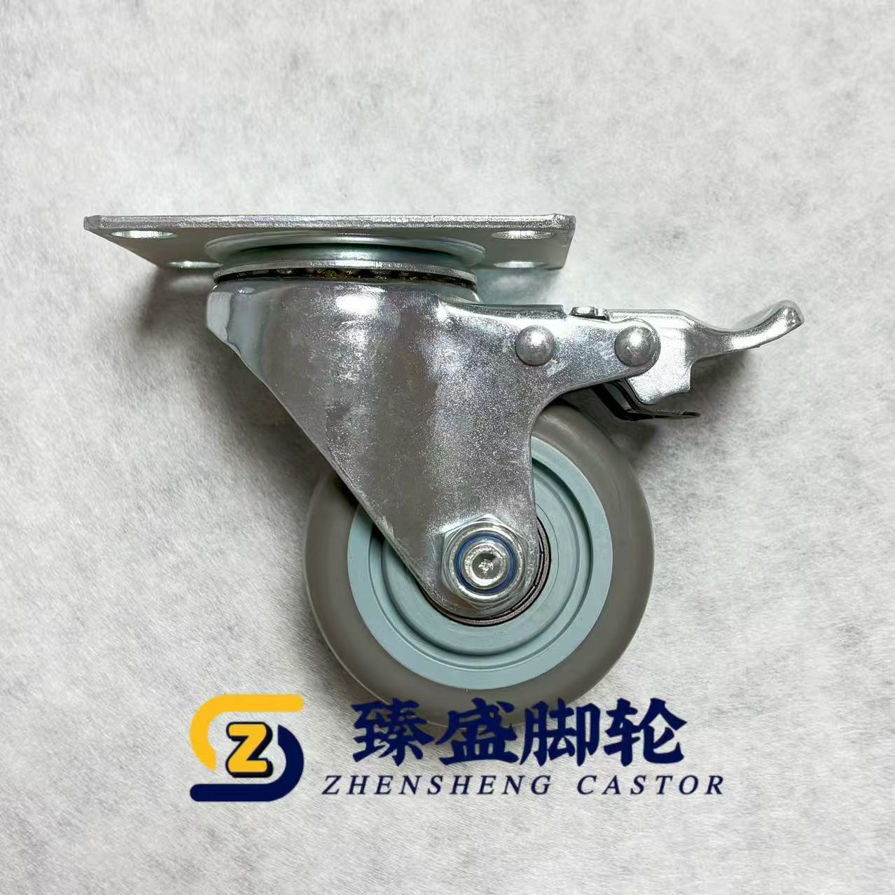 ISO Gray Thermoplastic Rubber Caster Wheels With Brake