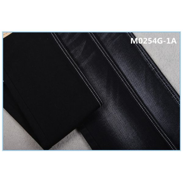 Jet Black Black 10.5 oz Cotton Slub Stretch Denim Jeans Fabric