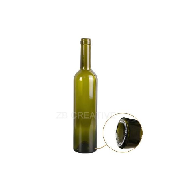 500ml Mid Size Bordeaux Green Wine Bottles Cork Top For Table Wine 385g 1404K-7
