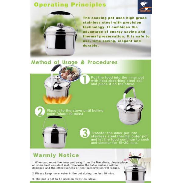 Stainless steel cooking pot /energy saving cooking pot, thermal cooker GK-TC01