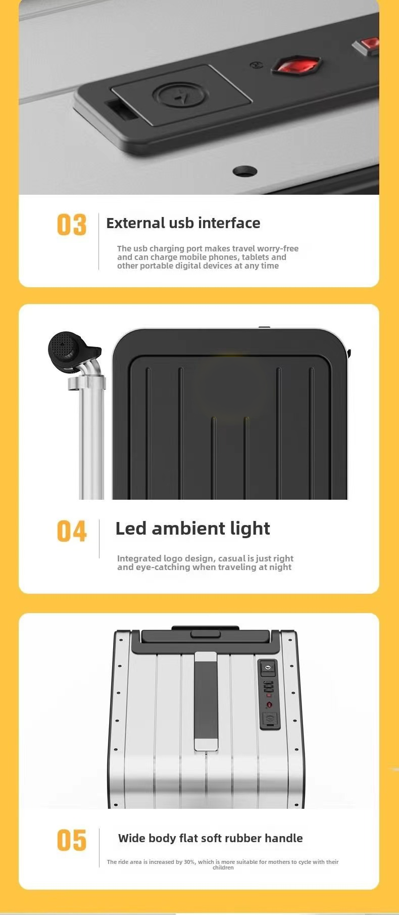 Customized Intelligent Portable Pc Suitcase  Carry On Luggage With Power Bank