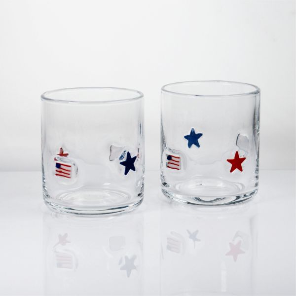 Hand Blown Patriotic Design Icon Glass with 400ml Capacity - Clear Tumbler for Whiskey and Cocktails