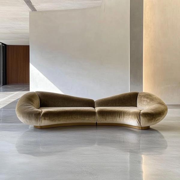 Canapé d'angle style velours design moderne salon en forme de U hôtel luxe léger combinaison modulaire