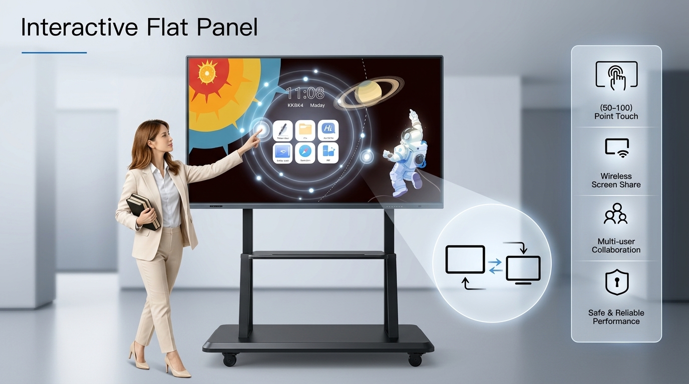 86 Inch 4K UHD Smart Interactive Whiteboard QM-86HY 3840x2160 Touch Display with 40 Point IR Frame Conference