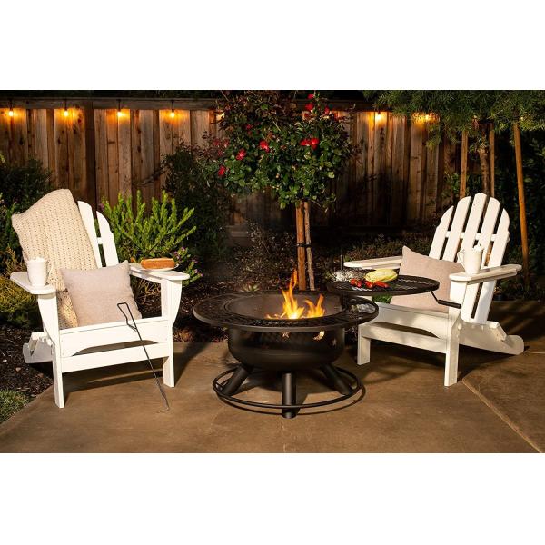 Metal Black Indoor Outdoor Round Wood Burning Charcoal Fire Pit With Grill