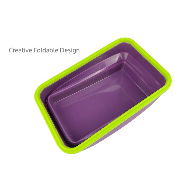 1200ml Food Grade Collapsible Foldable Folding Silicone Rectangle Food Storage Bowl Silicone Lunch Box