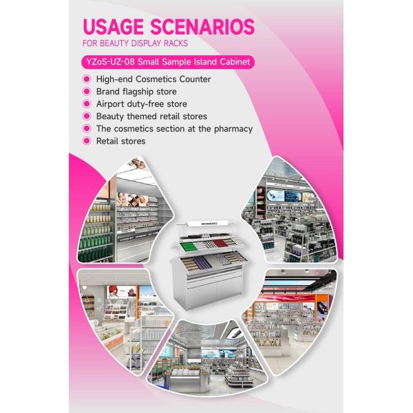 YZoS-UZ-08 80mm Milk-White Tube Skincare Display Cabinet with Magnetic Baffles