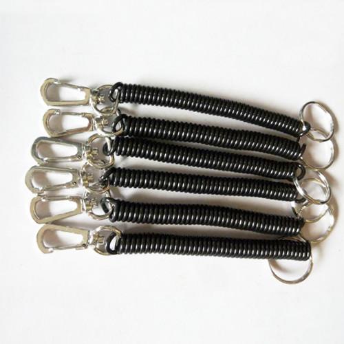 Plastic Spiral Expandable Coil Lanyard Coiled Key Lanyard With Press In Hook / Split Ring