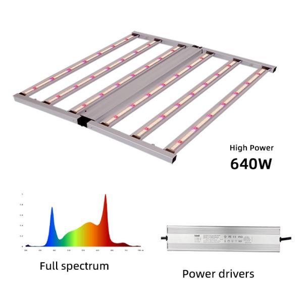 ANROFU 640W Dimmable Full Spectrum LED Grow Lamp Materiais de alumínio Luzes fluorescentes de espectro completo para plantas em crescimento