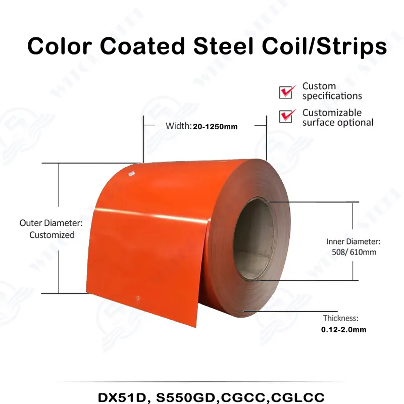 S500GD S550GD Colour Coated Steel Coils PPGI Prepainted Galvanized Steel Coil