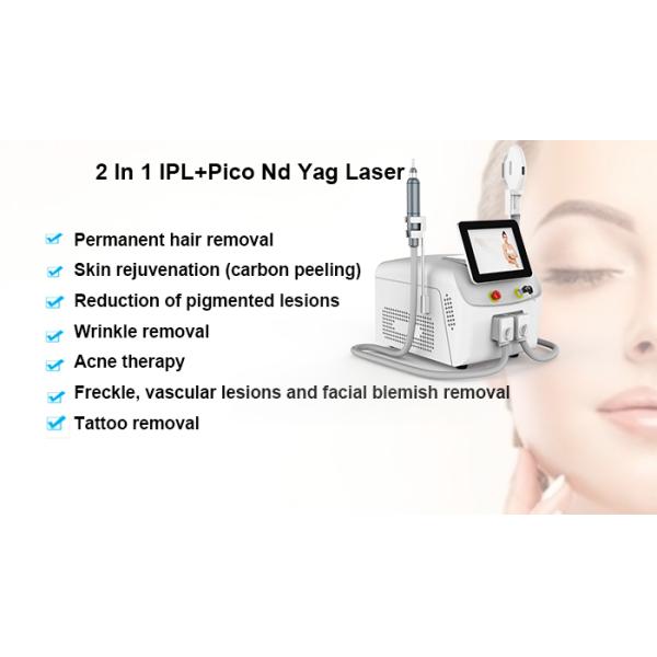 2 In 1 IPL Skin Rejuvenation Equipment , Nd Yag Laser Tattoo Removal Machine