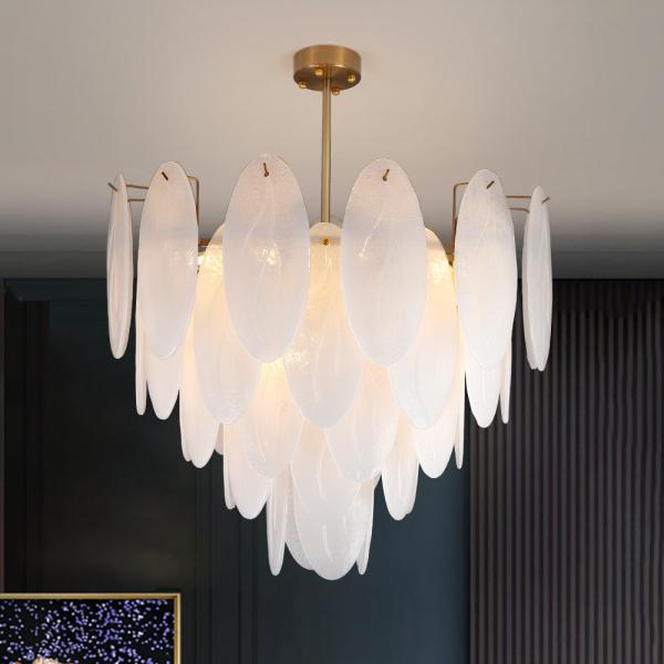 Modern chandeliers for living room glass round art décor leaf chandelier(WH-MI-320)