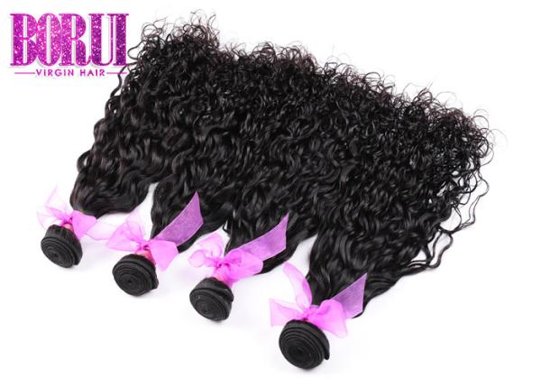 Nenhum cabelo malaio de derramamento da onda de água, cutícula alinhou o preto natural do cabelo do Virgin