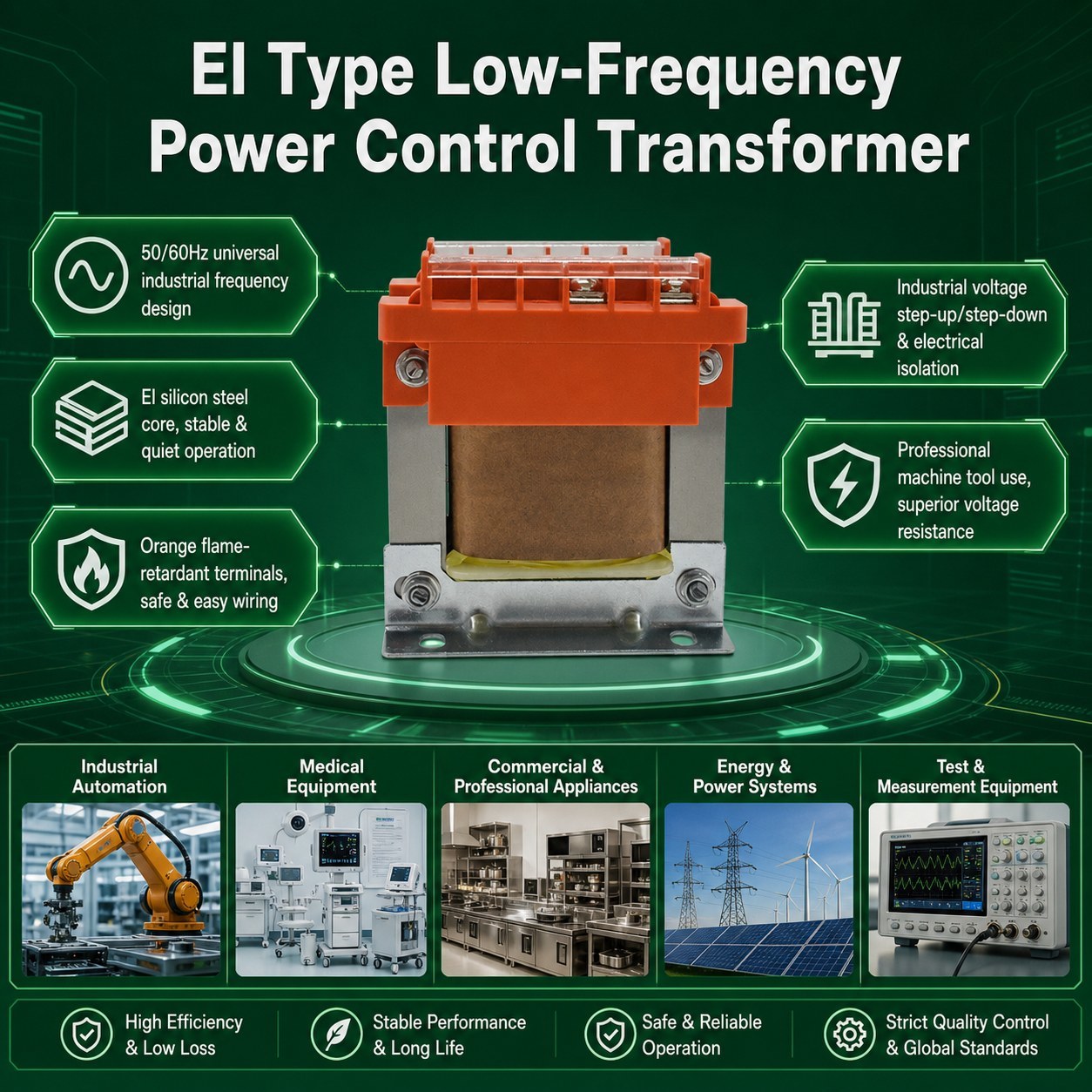 EI76 Low Frequency Single Phase Control Transformer Custom AC Power Converter
