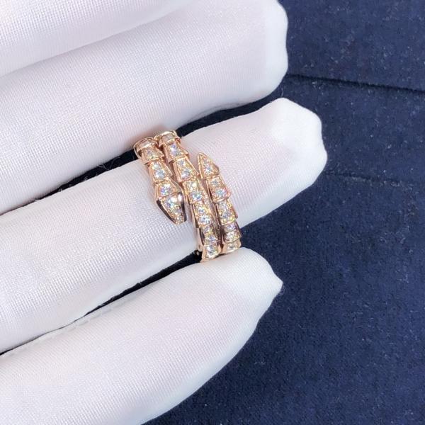 Elegant  18K Gold  2 Row Diamonds Serpenti Viper Ring Diamond Ring Yellow Gold White Gold