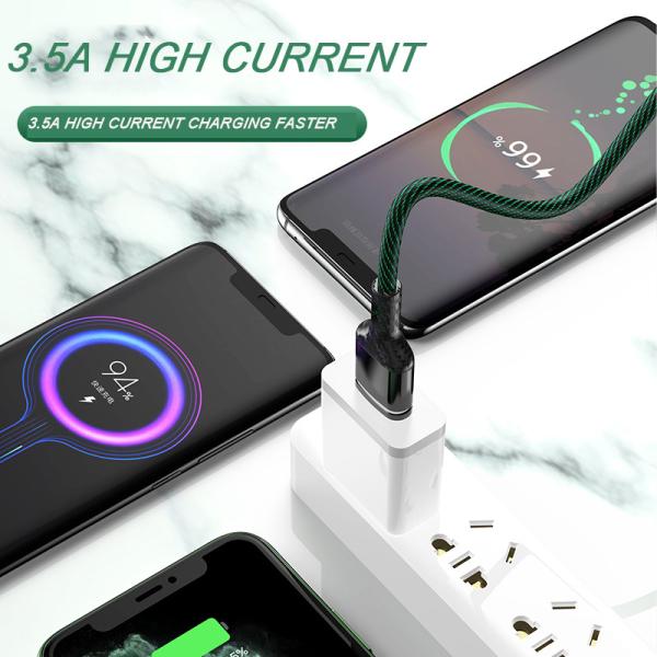 Заплетенный хлопком тип зарядного кабеля зарядные кабели USB 2,0 c 3.5A быстрые