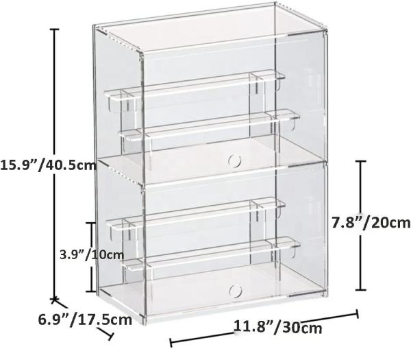 3 Tiered 2 Tier Acrylic Display Stand Case Box Assemble Countertop With Door And Shelf