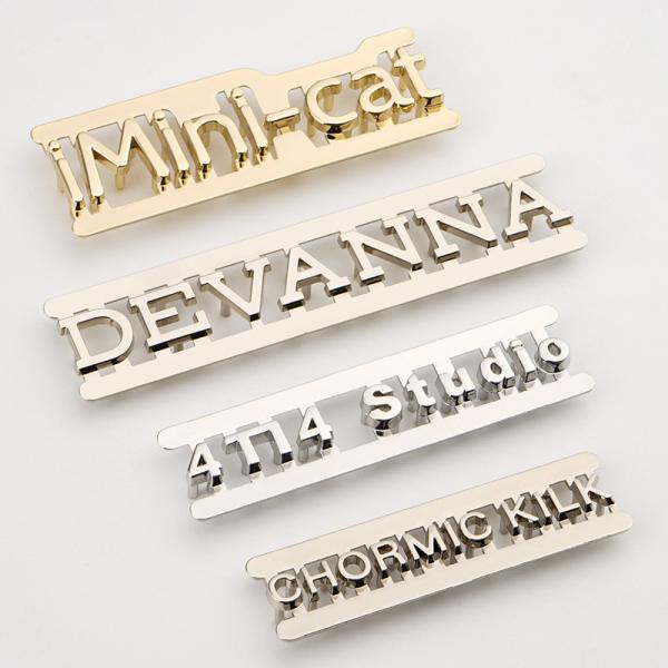 Small Metal Letters Logo for Handbags Customized Wallet Name Plate Golden Bag Hardware