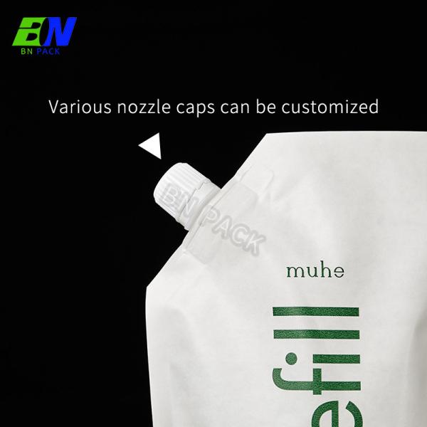 1L Eco Friendly Biodegradable Kraft Refill Spout Pouch Liquid Hand Soap Stand Up Bag