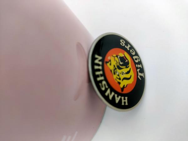 Round Metal Brooch Pin Hanshin Tiger Printed Multicolor Multiusage