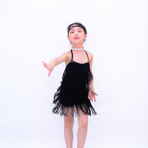 Spandex Lining Latin Dance Costumes All Flying Fringes 4 Layered Tiered Dress Leotard Under