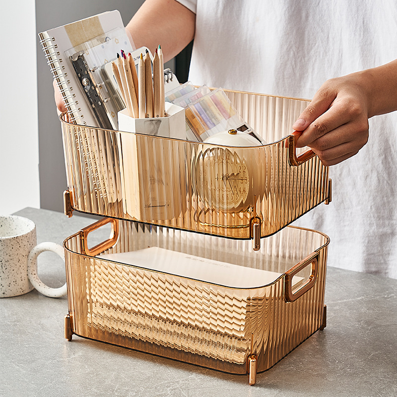 Wholesale Transparent Desktop Sundries Organizer Light Luxury Skin Care Mask Storage Box Cosmetic Storage Box