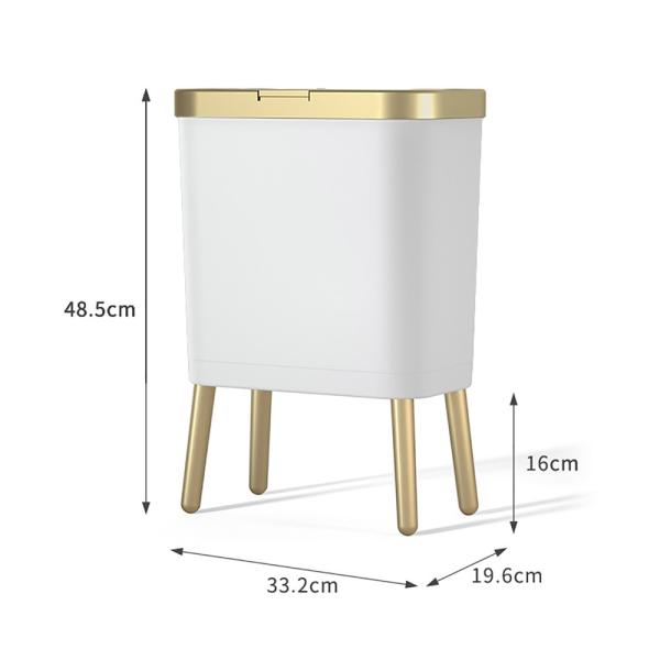 PP Plastic Office Dustbin Custom Trash Can 15L With High Bamboo Leg