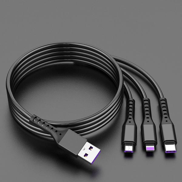 Nylon 4ft Multi USB Charging Cable 3 In 1 Universal Charger Cord