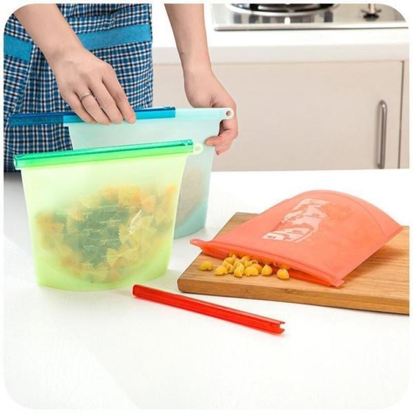 Fancy reusable silicone food storage bag large food storage bag fresh food fruit vegetable storage bag