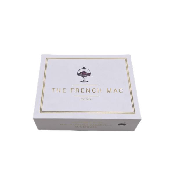 Macaron branco que empacota o produto comestível rígido 12Pcs de caixa de papel do presente com o interno claro plástico
