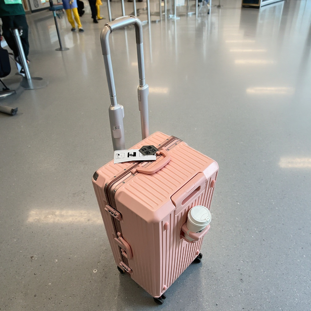 Unisex TSA Lock Trolley Suitcase PC Fabric and Aluminium Frame Carry-On Luggage with Caster Wheel for Work and Business Travel