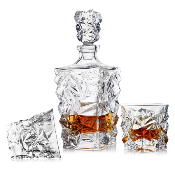 Wholesale Hot Selling  Luxury Lead Free Crystal Glass Whisky Decanter Set
