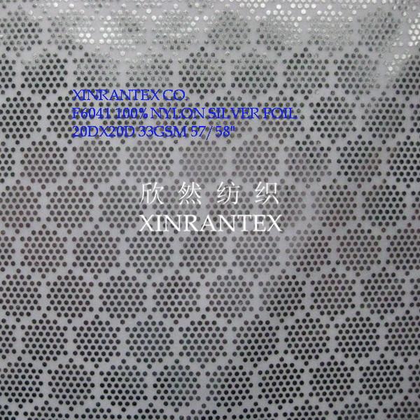 F6041 summer sun-protective cloth fabric 100%nylon taffeta silver foil finishing