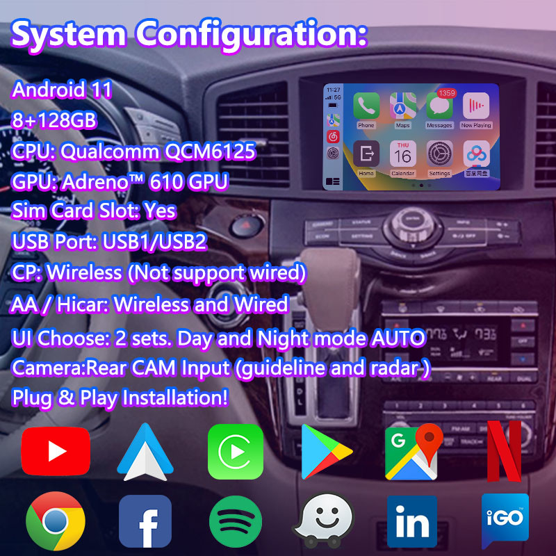 Lsailt Android Screen Car Multimedia Display for Nissan Quest E52 2010-2017