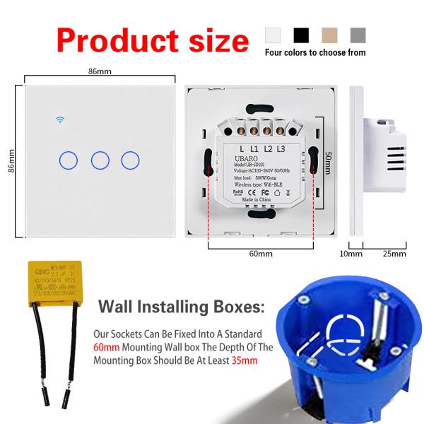 Tuya Smart Home Light Switch Smart WIFI Panel Glass 4 Gang Work With Google Assistant Amazon Alexa Yandex Alice Voice