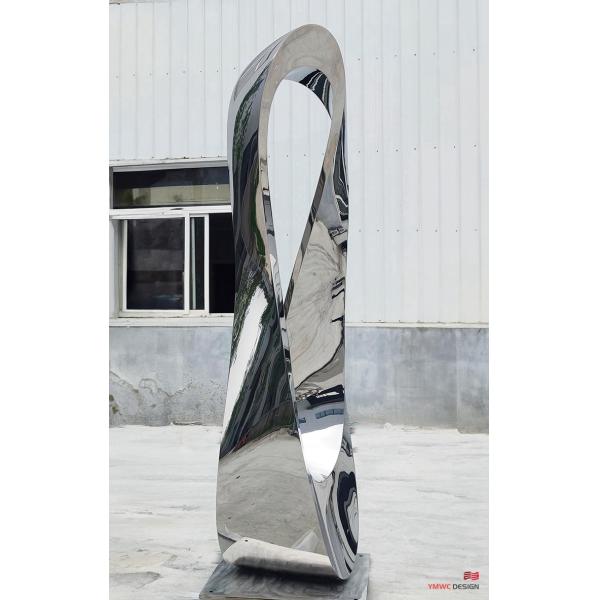 Custom Print Method Metal Abstract Sculpture Polished Mirror Circle Outdoor Sculpture