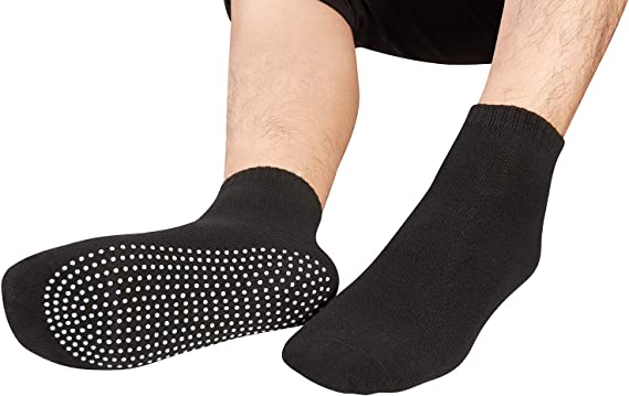 Diabetic Adults Men Women 4 Pairs Unisex Grip Socks for Yoga Home Workout Barre Pilates Hospital Non Slip