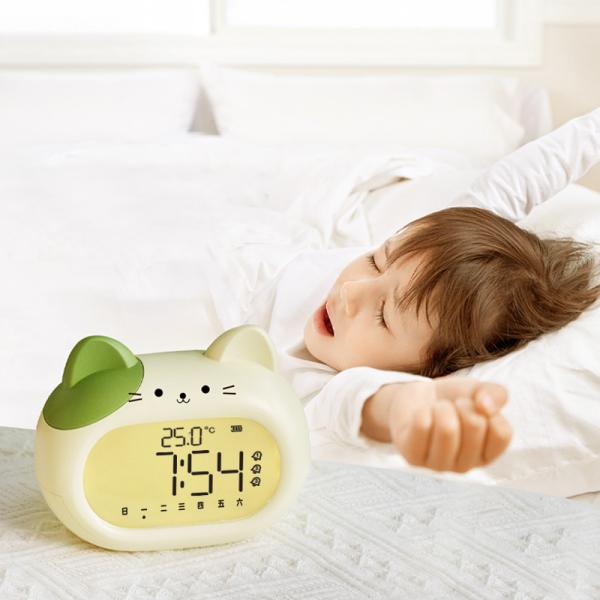 USB Rechargeable Digital LED Alarm Desk Clock Modern Design Cute Cat Ears Electronic For Kids