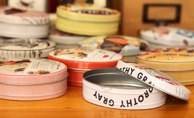 Custom Logo Printed Metal Tin Box For Cookies , Oval Storage Containers