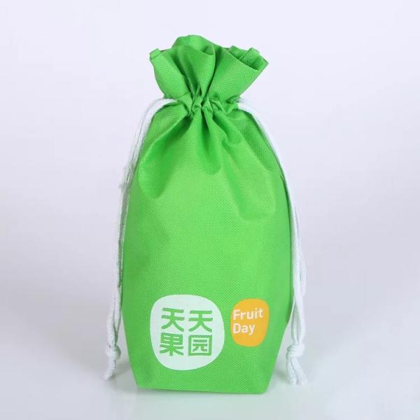 Summer Green Drawstring Bag , Light Weight Cloth Drawstring Gift Bags