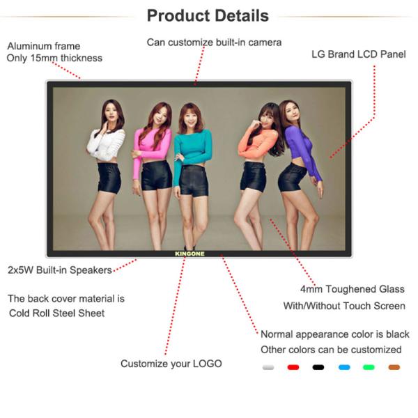 Android LCD Advertising Display Monitor Digital Signage Indoor Wall Mounted 2K 4K