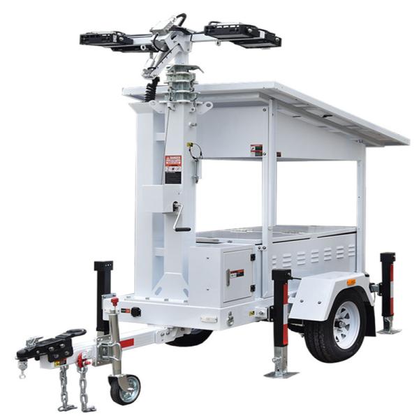 Renewable Energy Mobile Solar Light Tower with Manual Winch Mast Lifting Portable Light Tower Generator