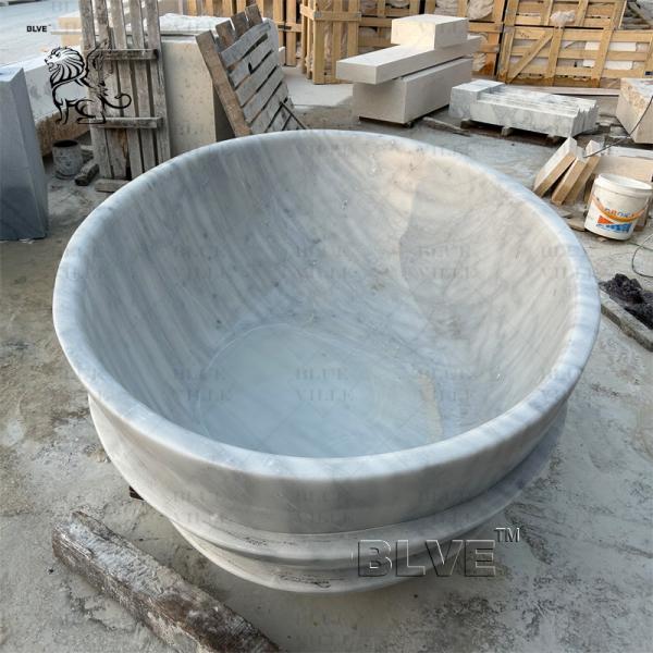 White Oval Marble Bathtub Natural Stone Bathroom Bath Freestanding European Style Home Decoration